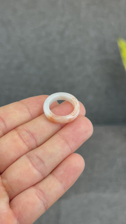 Natural Koi Orange Jadeite Jade Ring Size 1.63