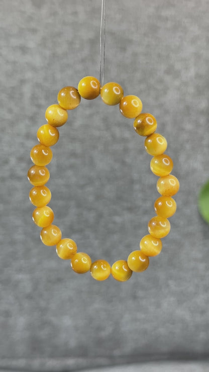 Natural Amber Tiger Eye Bracelet Size 8.3 mm