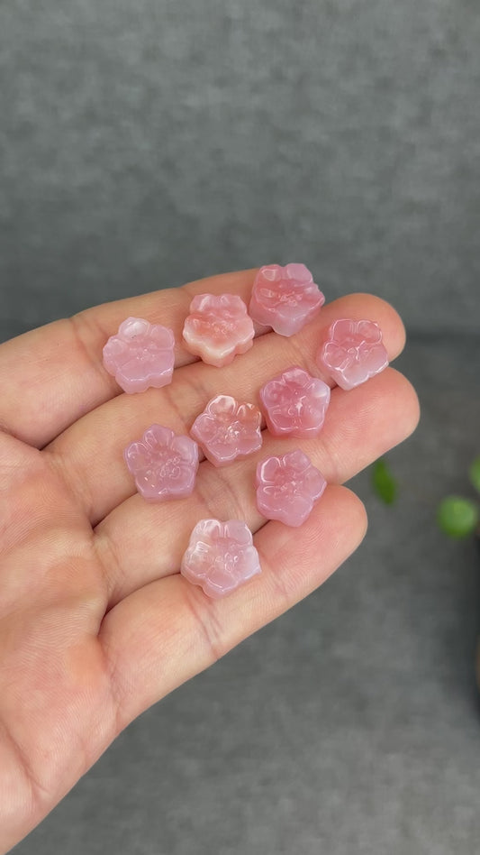 Natural Yuanyuan Pink Agate Flower Charm