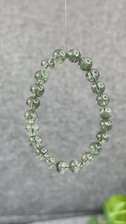 Natural Green Phantom Quartz Bracelet Size 8.5 mm