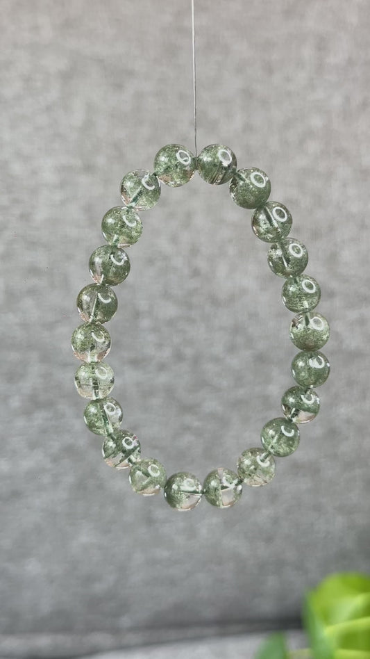 Natural Green Phantom Quartz Bracelet Size 8.5 mm