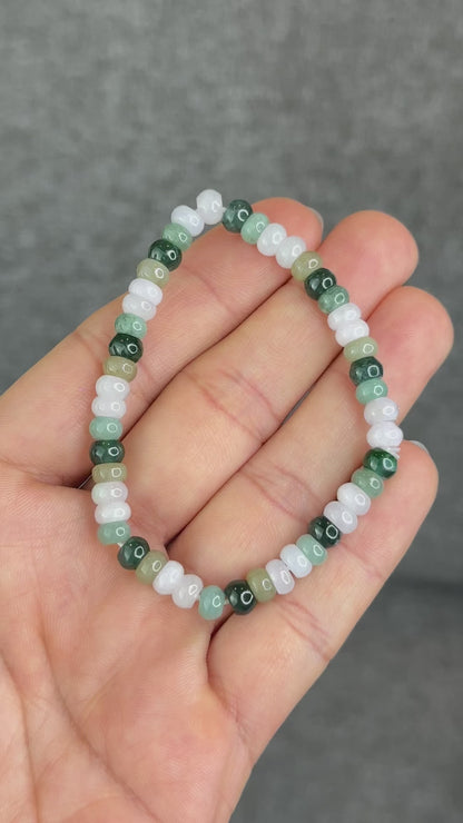 Natural Multi-Colour Chicklet Jadeite Jade Bracelet Size 6 mm