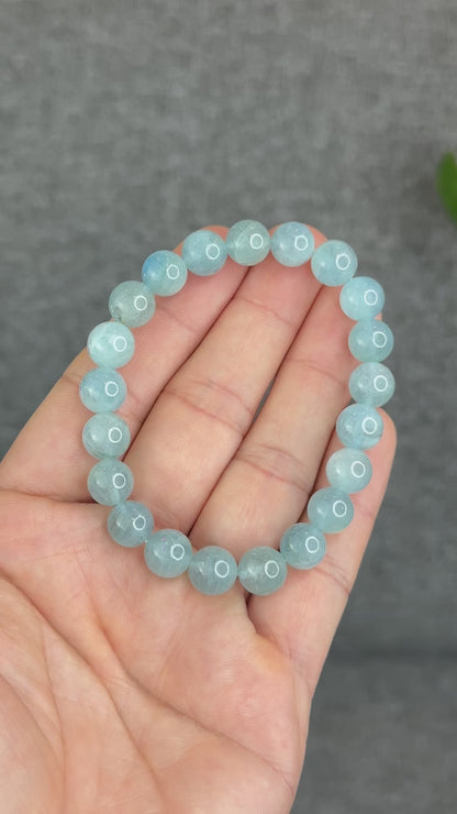Natural Aquamarine Bracelet Size 9.5 mm