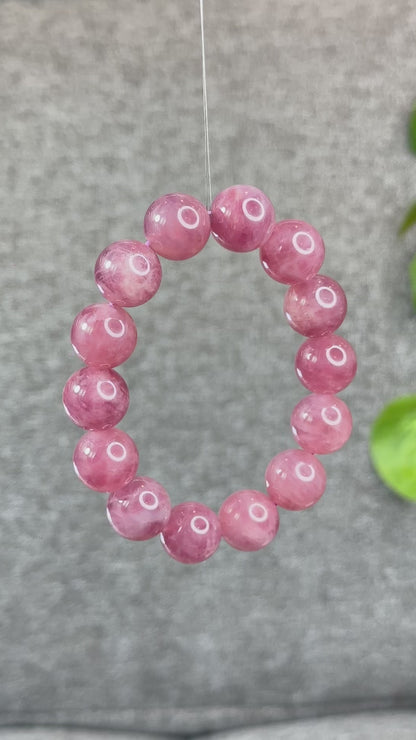 Natural Dark Pink Rose Quartz Bracelet Size 15 mm