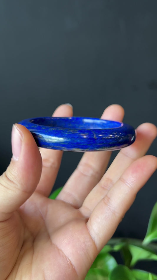 Natural Lapis Lazuli Banlge Leaf Style Size 52 mm