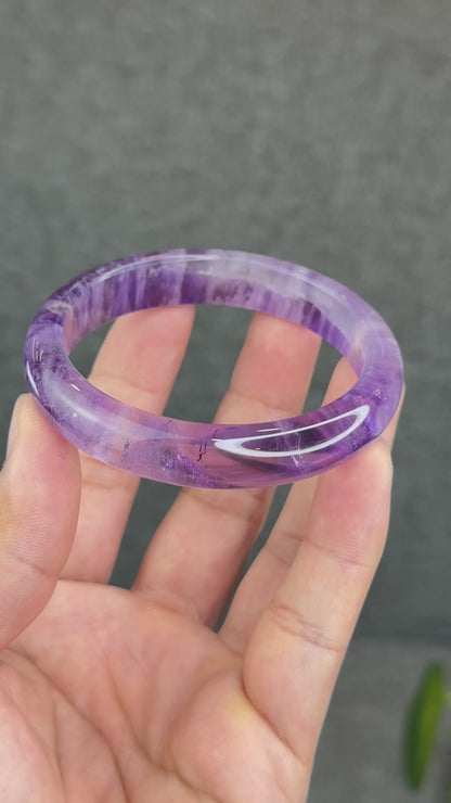 Natural Amethyst VIP Bangle Leaf Style Size 57 mm