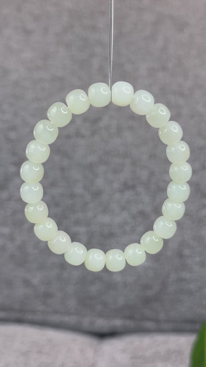 Natural Light Green Hetian Nephrite Jade Barrel Bracelet Size 8.8 mm