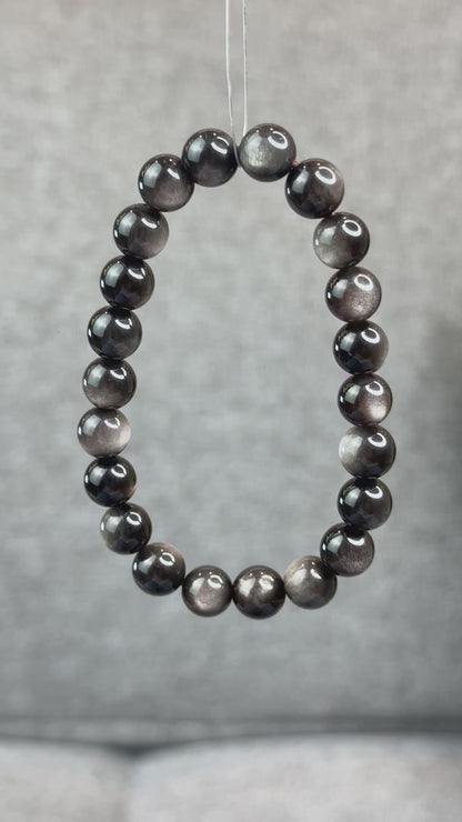 Natural Silver Obsidian VIP Bracelet Size 8 mm