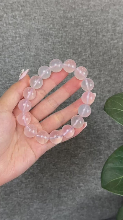 Lavender Mozambique Natural Rose Quartz Bracelet Size 14 mm