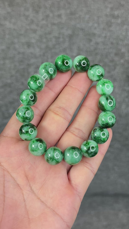 Natural Bright Apple Green Son Thuy Jadeite Jade VIP Bracelet Size 13 mm