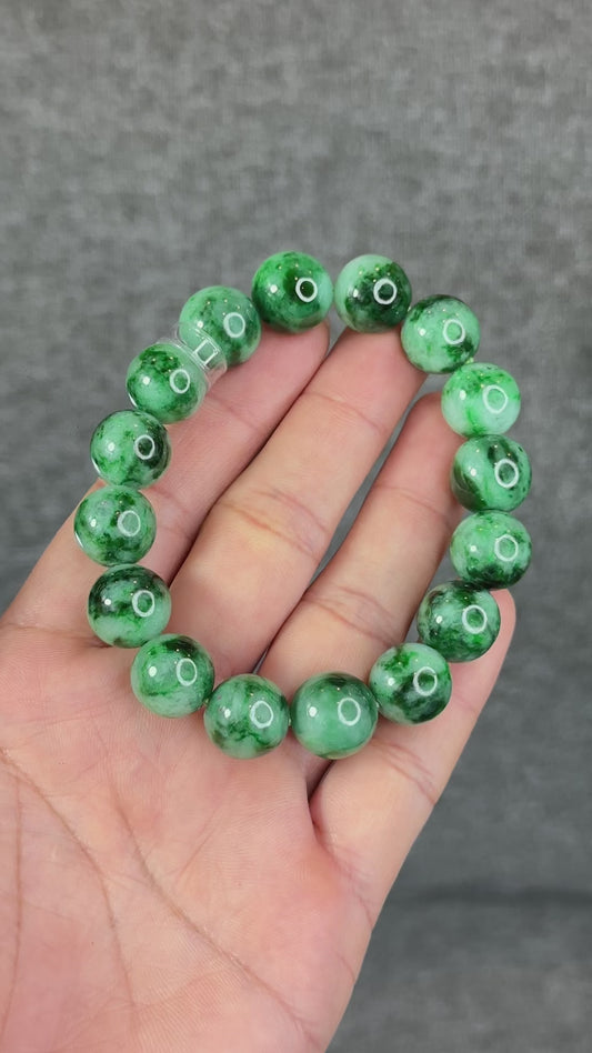 Natural Bright Apple Green Son Thuy Jadeite Jade VIP Bracelet Size 13 mm