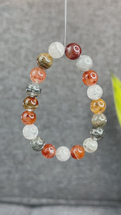 Natural Thousand Layer Landscape Quartz Bracelet Size 10.5 mm