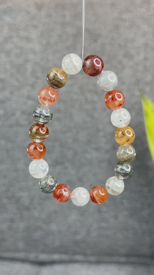 Natural Thousand Layer Landscape Quartz Bracelet Size 10.5 mm