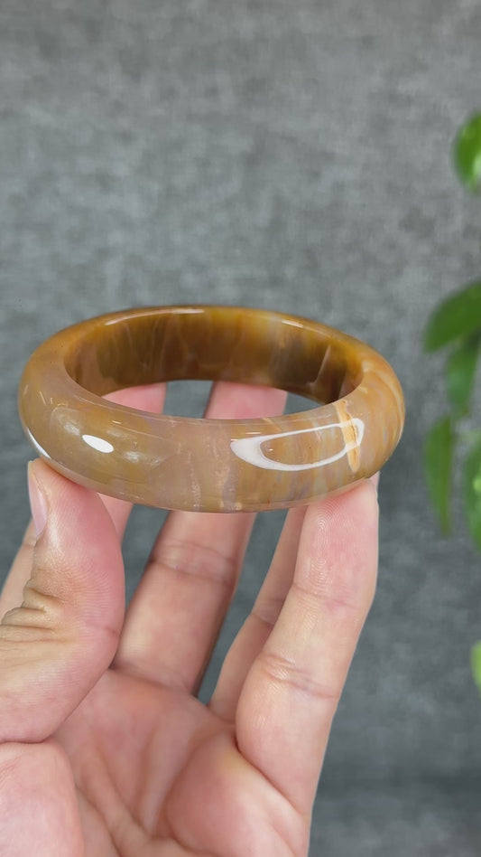 Colourful Natural Chalcedony Bangle Leaf Style Size 54.8 mm