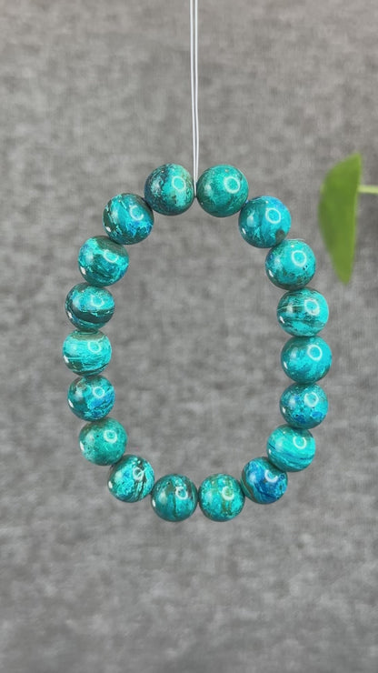 Bracelet bleu aqua avec chrysocolle en cuivre taille 11,5 mm