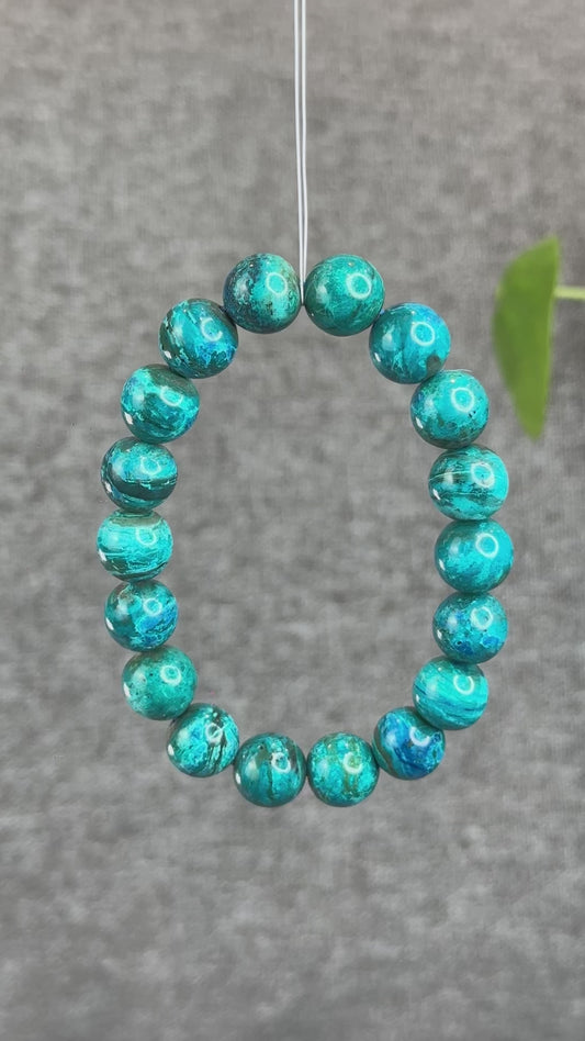 Aqua Blue with Copper Natural Chrysocolla Bracelet Size 11.5 mm