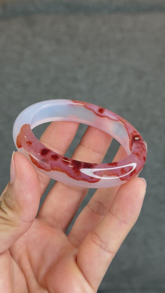Natural Cinnabar Agate Bangle Size 53.5 mm