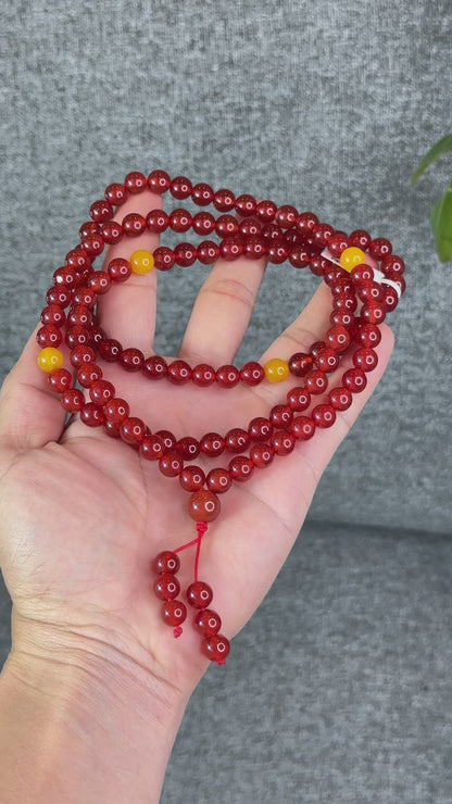 Natural Red Agate Triple Wrap Bracelet Size 8 mm