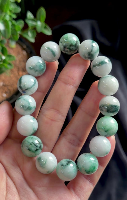 Natura Light-Dark Jadeite Jade Bracelet Size 14 mm