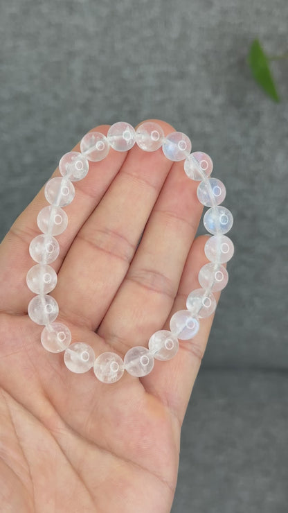 Natural Blue Flash Moonstone Bracelet Size 9 mm