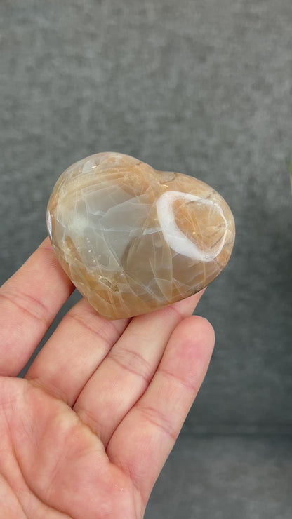 Natural Orange Moonstone Heart Stone