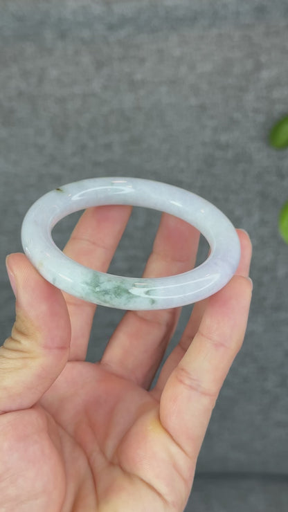 Floral Lavender Jadeite Jade Bangle Chopstick Sytle Size 53.3 mm