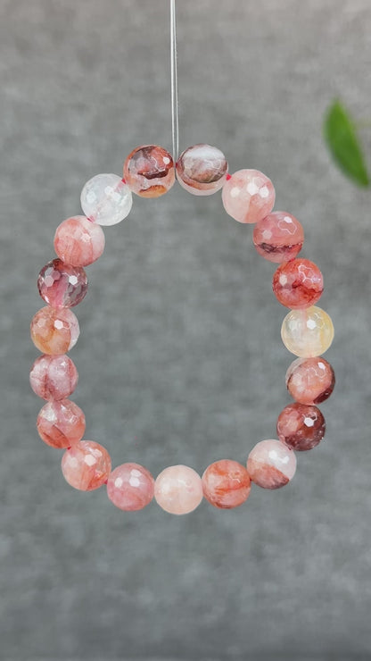 Natural Faceted Fire Quartz Bracelet size 9.7-10 mm