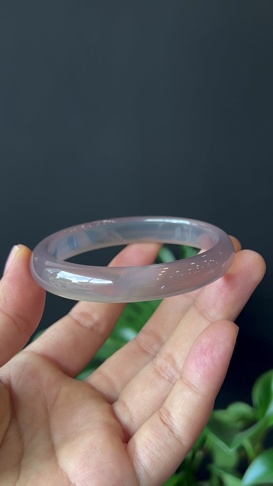 Natural Agate Bangle Leaf Style Size 56 mm