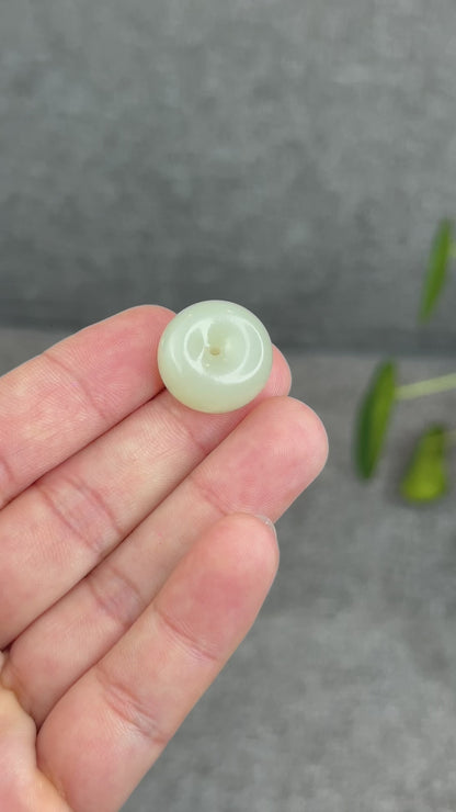 Natural Light Green Hetian Nephrite Jade Donut