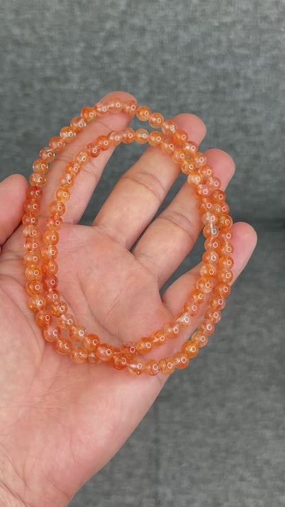 Natural Fire Quartz Triple Wrap Bracelet Size 6 mm