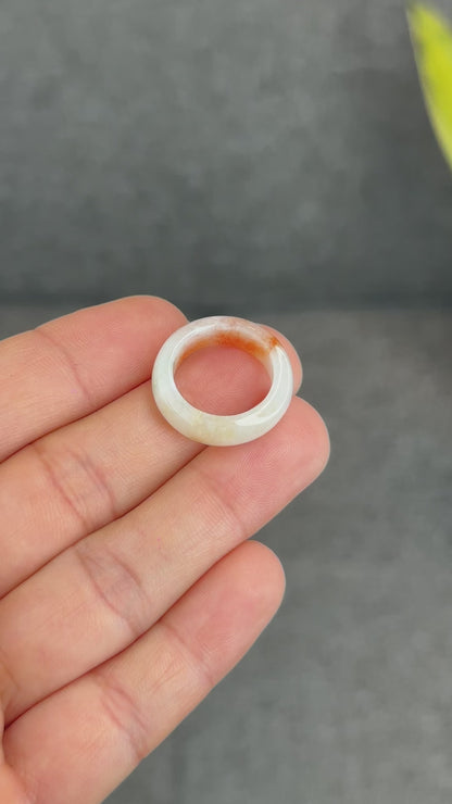 Natural Koi Orange Jadeite Jade Ring Size 1.63