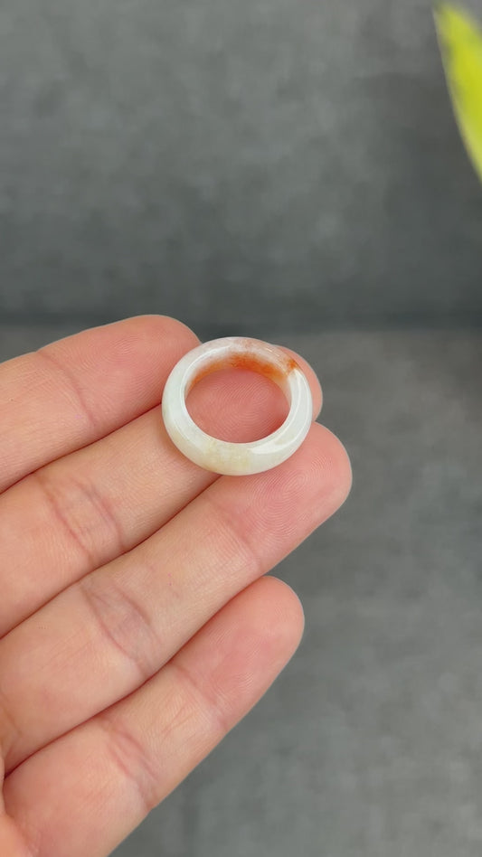 Natural Koi Orange Jadeite Jade Ring Size 1.63