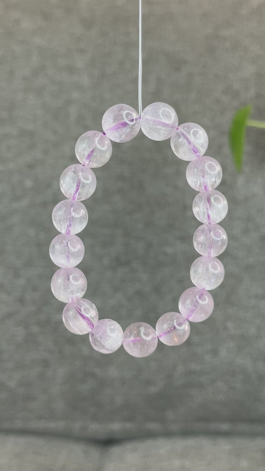 Kunzite Bracelet Size 12 mm with Gem Review Certificate