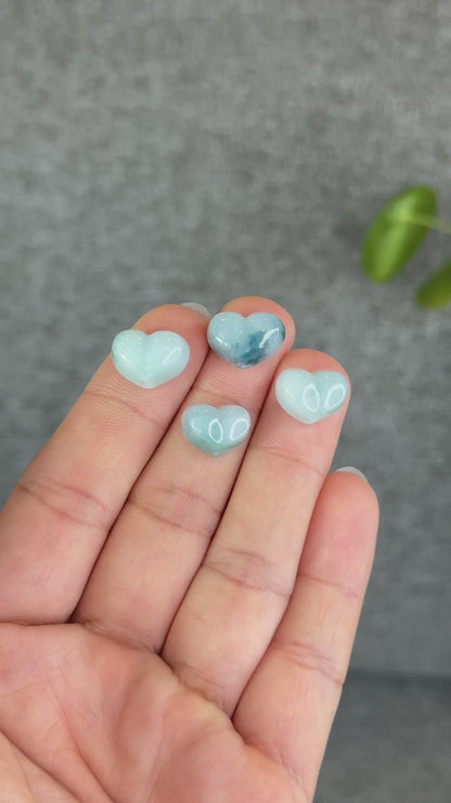 Natural Water Green Heart Jadeite Jade Charm