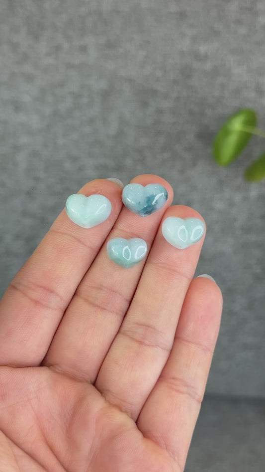 Natural Water Green Heart Jadeite Jade Charm