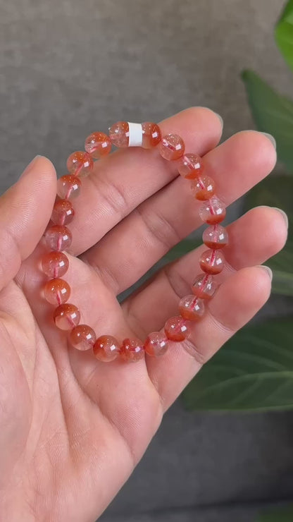 Natural Red Amphibole Bracelet Size 8.2 mm