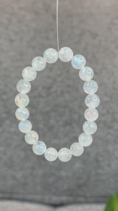 Natural Rainbow Madagascar Moonstone Bracelet Size 9.5 mm