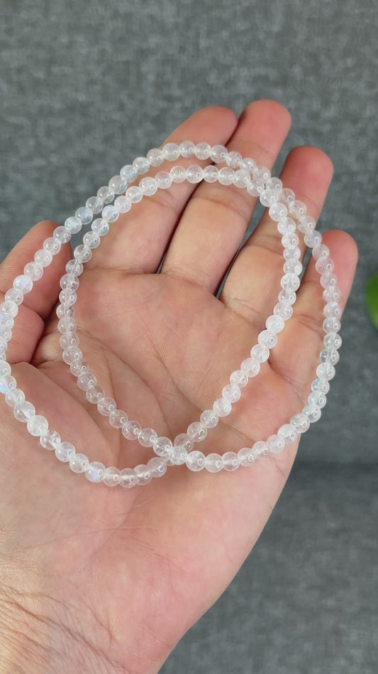 Natural Moonstone Triple Wrap Bracelet Size 5.2 mm