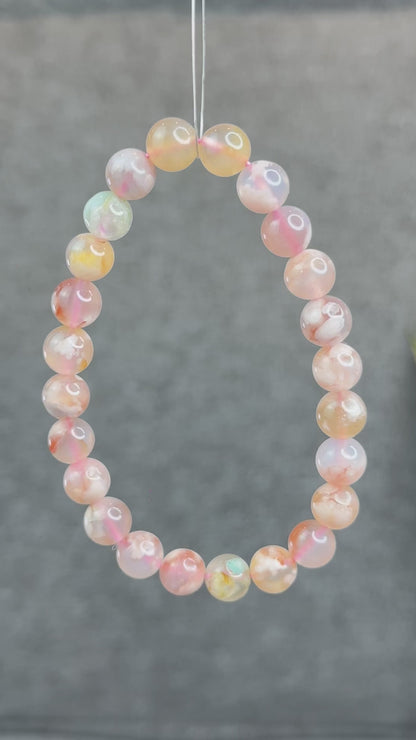 Natural Floral Agate Bracelet Size 8 mm