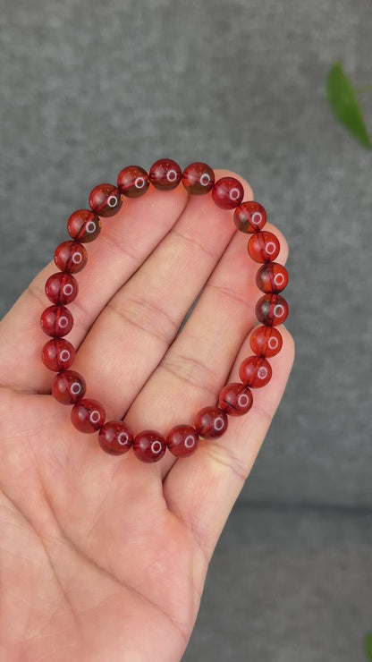 Natural Blood Amber Bracelet Size 7.7 mm
