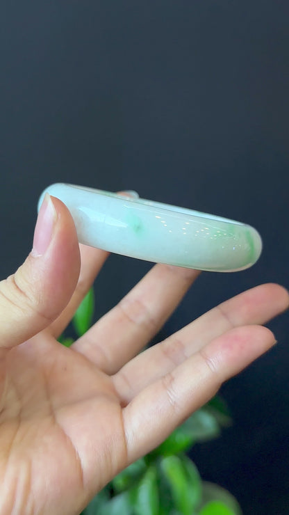 Jadeite Jade Bangle Leaf Style Size 57 mm