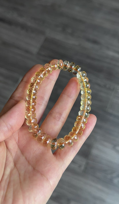 Citrine Faceted Rondell Bracelet Size 9-9.5 mm