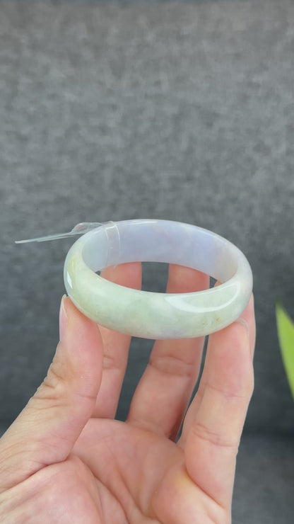 Natural Lavender Jadeite Jade Bangle Leaf Style Size 50.8 mm