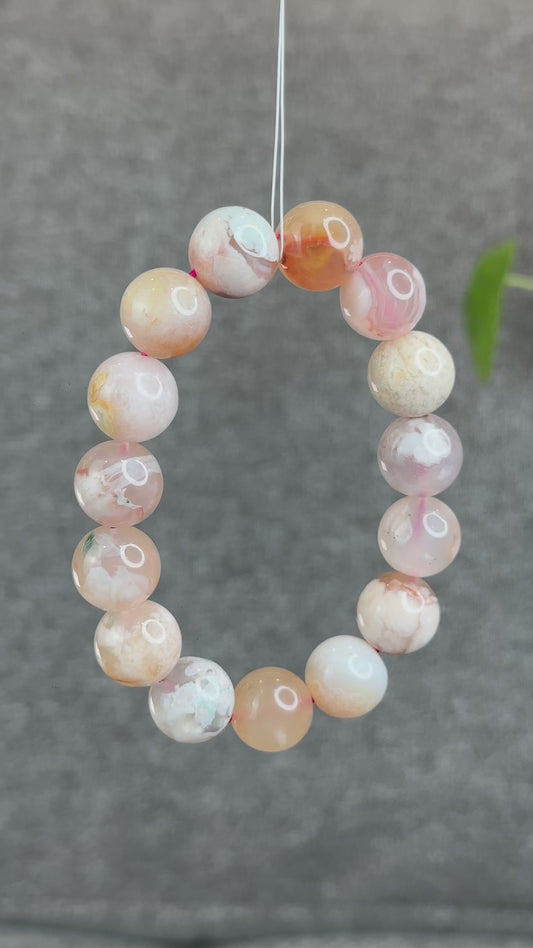 Natural Floral Agate Bracelet Size 14.5 mm