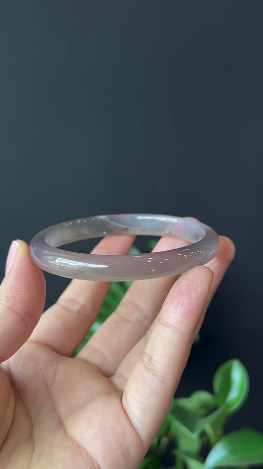 Natural Agate Bangle Leaf Style Size 58 mm