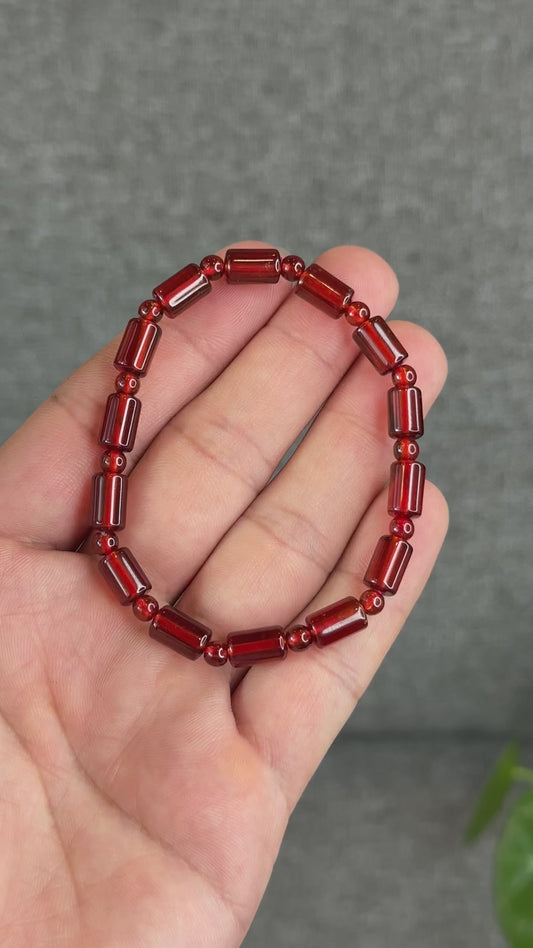 Natural Garnet Lu Thong Mix Bead Bracelet Size 6 mm
