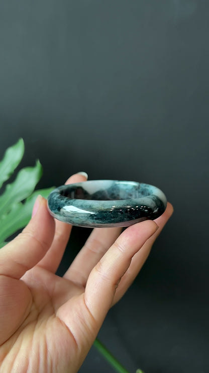 Jadeite Jade Son Thuy Bangle Style Feuille Taille 53 mm