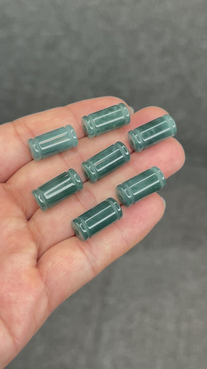 Natural Water Green Color Semi-Translucent Type A Jadeite Jade Lu Thong Charm Size 17.5 mm by 8.8 mm