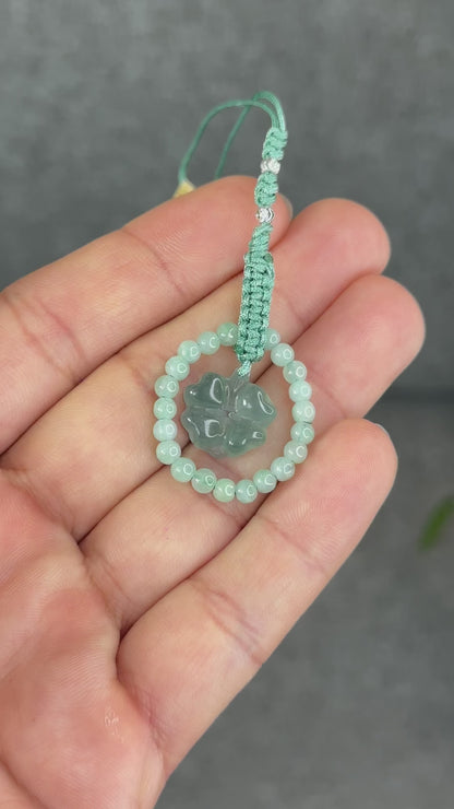 Natural Water Green Four Leaf Clover Jade Hanging Accessory