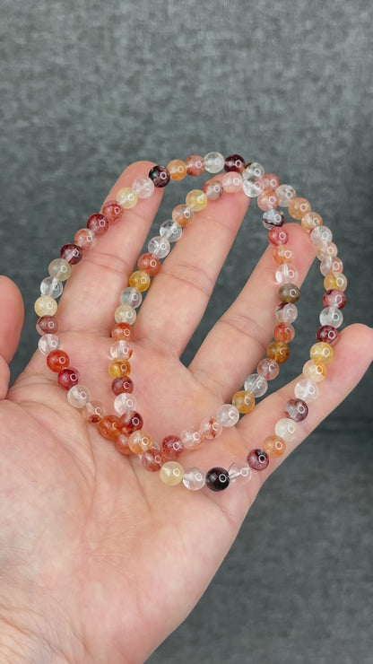 Natural Fire Quartz Triple Wrap Bracelet Size 7 mm